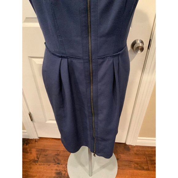 BCBG Max Azria Navy Blue Full Zip "Kammy” Pleated Dress, Size 8 - Picture 3 of 7